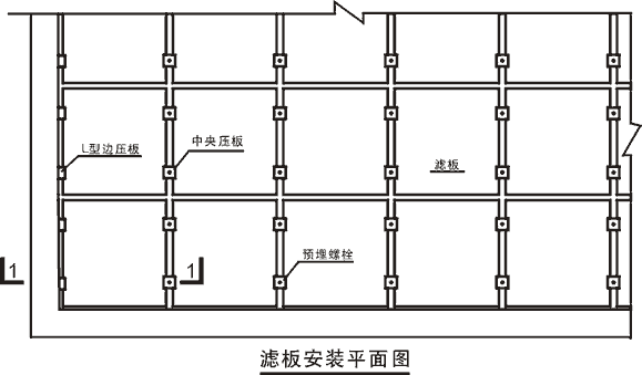 滤板,混凝土滤板平面安装图
